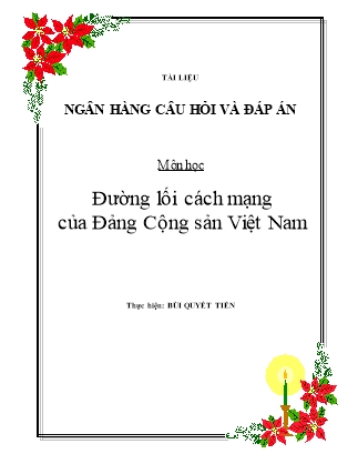 Ngân hàng câu hỏi môn Đường lối cách mạng của Đảng Cộng sản Việt Nam