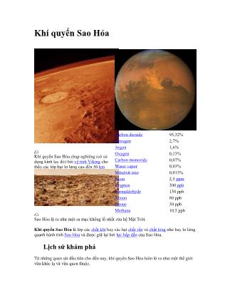 Những điều thú vị về Khí quyển Sao Hỏa