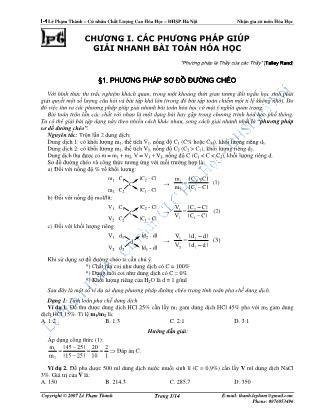 Phương pháp giải nhanh bài tập Hóa học - Chương I: Các phương pháp giúp giải nhanh bài toán hóa học - Lê Phạm Thành