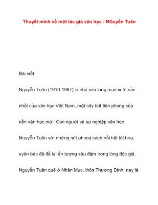 Thuyết minh về một tác giả văn học Nguyễn Tuân