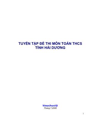 Tuyển tập đề thi môn Toán THCS tỉnh Hải Dương