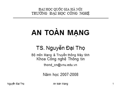 Bài giảng An toàn mạng - Nguyễn Đại Thọ