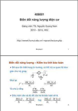 Bài giảng Biến đổi năng lượng điện cơ - Bài 6 - Nguyễn Quang Nam