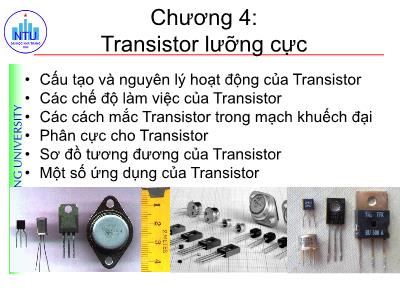 Bài giảng Cấu kiện điện tử - Chương 4: Transistor lưỡng cực