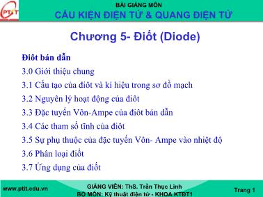 Bài giảng Cấu kiện điện tử và quang điện tử - Chương 5: Điốt (Diode)