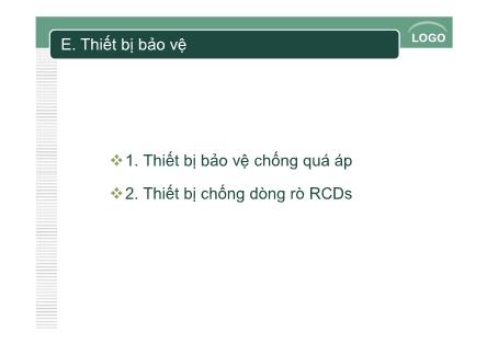 Bài giảng Chuẩn trong thiết kế và thi công các công trình điện - Chương III.e: Thiết bị bảo vệ