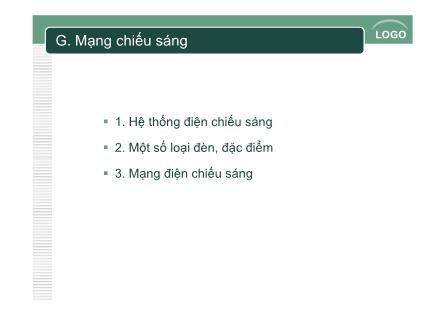 Bài giảng Chuẩn trong thiết kế và thi công các công trình điện - Chương III.g: Mạng chiếu sáng