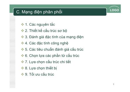 Bài giảng Chuẩn trong thiết kế và thi công các công trình điện - Chương III.c: Mạng điện phân phối