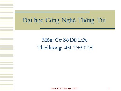 Bài giảng Cơ sở dữ liệu - Buổi 1