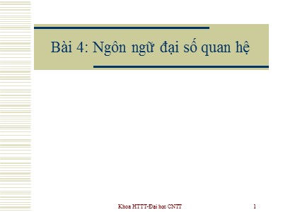 Bài giảng Cơ sở dữ liệu - Buổi 3