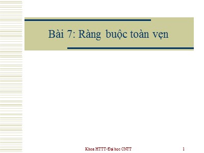 Bài giảng Cơ sở dữ liệu - Buổi 8