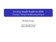 Bài giảng Cơ sở lý thuyết truyền tin - Chương 3: Thông tin và định lượng thông tin - Hà Quốc Trung