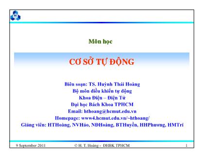 Bài giảng Cơ sở tự động - Chương 7: Mô tả toán học hệ thống điều khiển rời rạc - Huỳnh Thái Hoàng