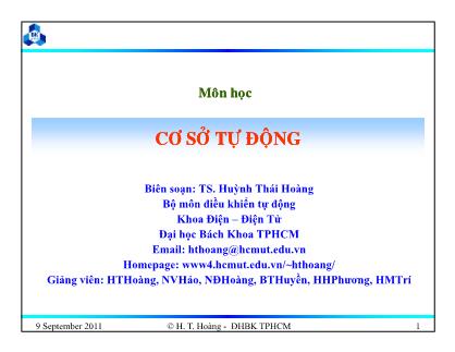 Bài giảng Cơ sở tự động - Chương 8: Phân tích hệ thống điều khiển rời rạc - Huỳnh Thái Hoàng