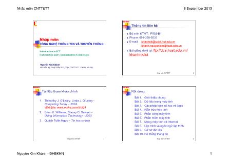 Bài giảng Công nghệ thông tin và truyền thông - Nguyễn Kim Khánh