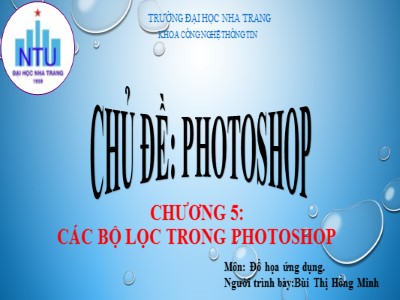 Bài giảng Đồ họa ứng dụng - Chương 5: Các bộ lọc trong photoshop - Bùi Thị Hồng Minh