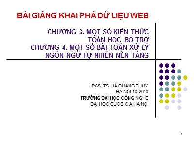 Bài giảng Khai phá dữ liệu Web - Chương 3+4 - Hà Quang Thụy