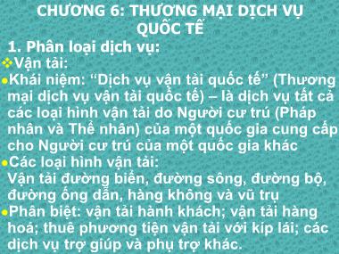 Bài giảng Kinh tế đối ngoại - Chương 6: Thương mại dịch vụ quốc tế