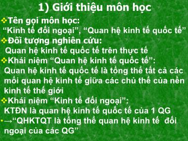 Bài giảng Kinh tế đối ngoại - Giới thiệu môn học