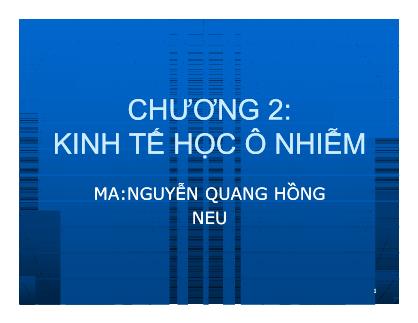 Bài giảng Kinh tế môi trường - Chương 2: Kinh tế học ô nhiễm - Nguyễn Quang Hồng