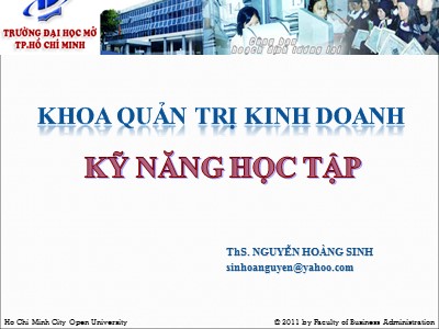 Bài giảng Kỹ năng học tập - Phần 2 - Nguyễn Hoàng Sinh