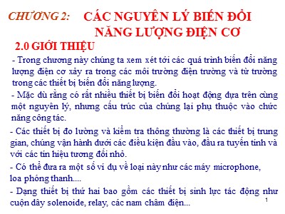 Bài giảng Kỹ thuật điện - Chương 2: Các nguyên lý biến đổi năng lượng điện cơ