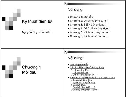 Bài giảng Kỹ thuật điện tử - Nguyễn Duy Nhật Viễn