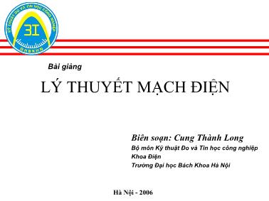 Bài giảng Lý thuyết mạch điện - Cung Thành Long