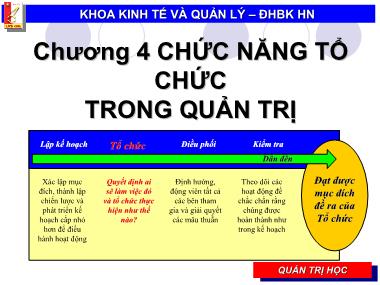 Bài giảng môn Quản lý đại cương - Chương 4: Chức năng tổ chức trong quản trị