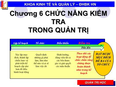 Bài giảng môn Quản lý đại cương - Chương 6: Chức năng kiểm tra trong quản trị