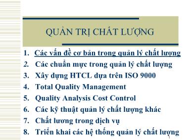 Bài giảng môn Quản trị chất lượng