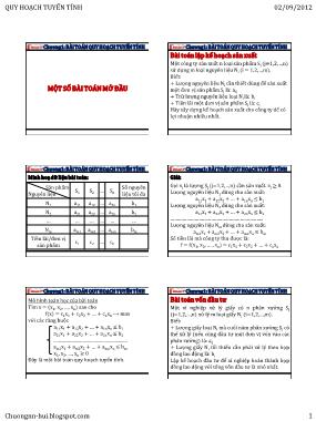 Bài giảng môn Quy hoạch tuyến tính - Chương 1: Bài toán quy hoạch tuyến tính