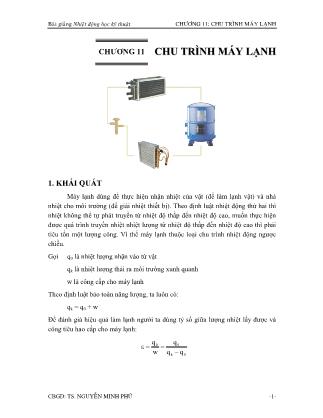 Bài giảng Nhiệt động lực học kỹ thuật - Chương 11: Chu trình máy lạnh