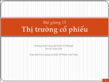 Bài giảng Phân tích tài chính - Bài 15: Thị trường cổ phiếu