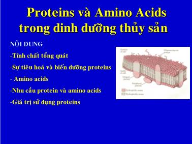 Bài giảng Proteins và Amino Acids trong dinh dưỡng thủy sản