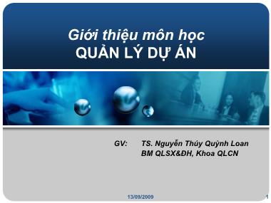 Bài giảng Quản lý dự án - Đề cương môn học - Nguyễn Thúy Quỳnh Loan