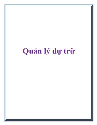 Bài giảng Quản lý dự trữ