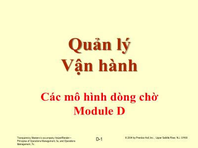 Bài giảng Quản lý vận hành - Module D: Các mô hình dòng chờ