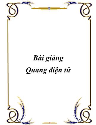 Bài giảng Quang điện tử (Bản đầy đủ)