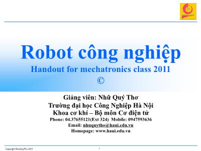 Bài giảng Robot công nghiệp - Chương 4: Cơ sở điều khiển robot - Nhữ Quý Thơ