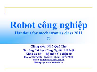 Bài giảng Robot công nghiệp - Chương II: Động học tay máy - Nhữ Quý Thơ