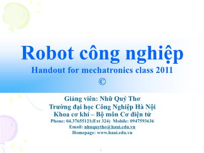 Bài giảng Robot công nghiệp - Chương III: Động lực học tay máy - Nhữ Quý Thơ