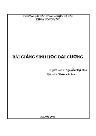 Bài giảng Sinh học đại cương - Nguyễn Thị Hòa