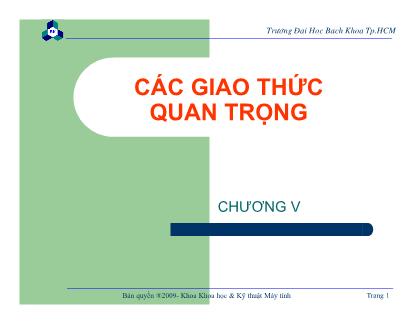 Bài giảng thí nghiệm Mạng máy tính 1 - Chương 5: Các giao thức quan trọng