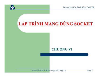 Bài giảng thí nghiệm Mạng máy tính 1 - Chương 6: Lập trình mạng dùng Socket