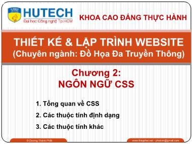 Bài giảng Thiết kế và lập trình Website - Chương 2: Ngôn ngữ CSS - Dương Thành Phết