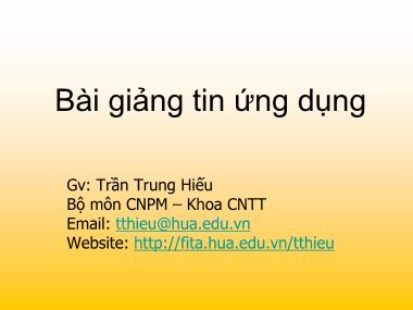 Bài giảng Tin học ứng dụng - Chương II: Các hàm thống kê - Trần Trung Hiếu