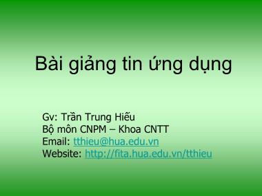 Bài giảng Tin học ứng dụng - Chương III: Các thống kê cơ bản, tương quan và hồi quy - Trần Trung Hiếu