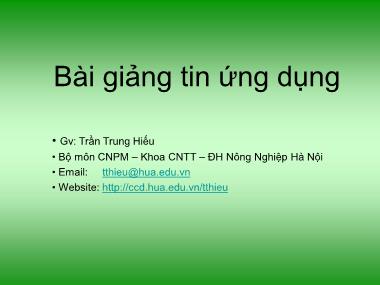 Bài giảng Tin học ứng dụng - Chương IV: Phân tích phương sai, so sánh và kiểm định - Trần Trung Hiếu