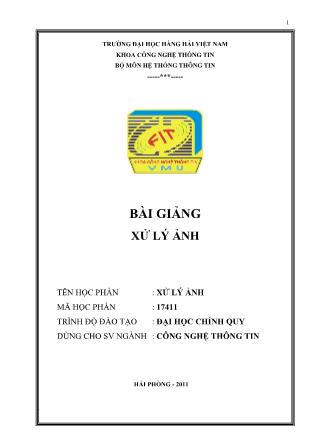 Bài giảng Xử lý ảnh (Bản mới nhất)